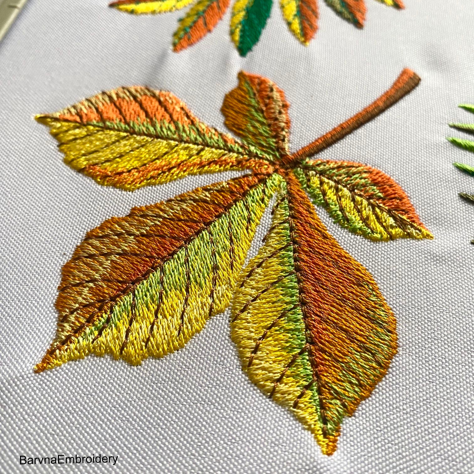 6 Autumn Leaf Machine Embroidery designs, Fall embroidery files, Instant download