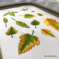 Fall embroidery designs, Small autumn leaves machine embroidery designs, 6 designs 6 sizes each, Instant download