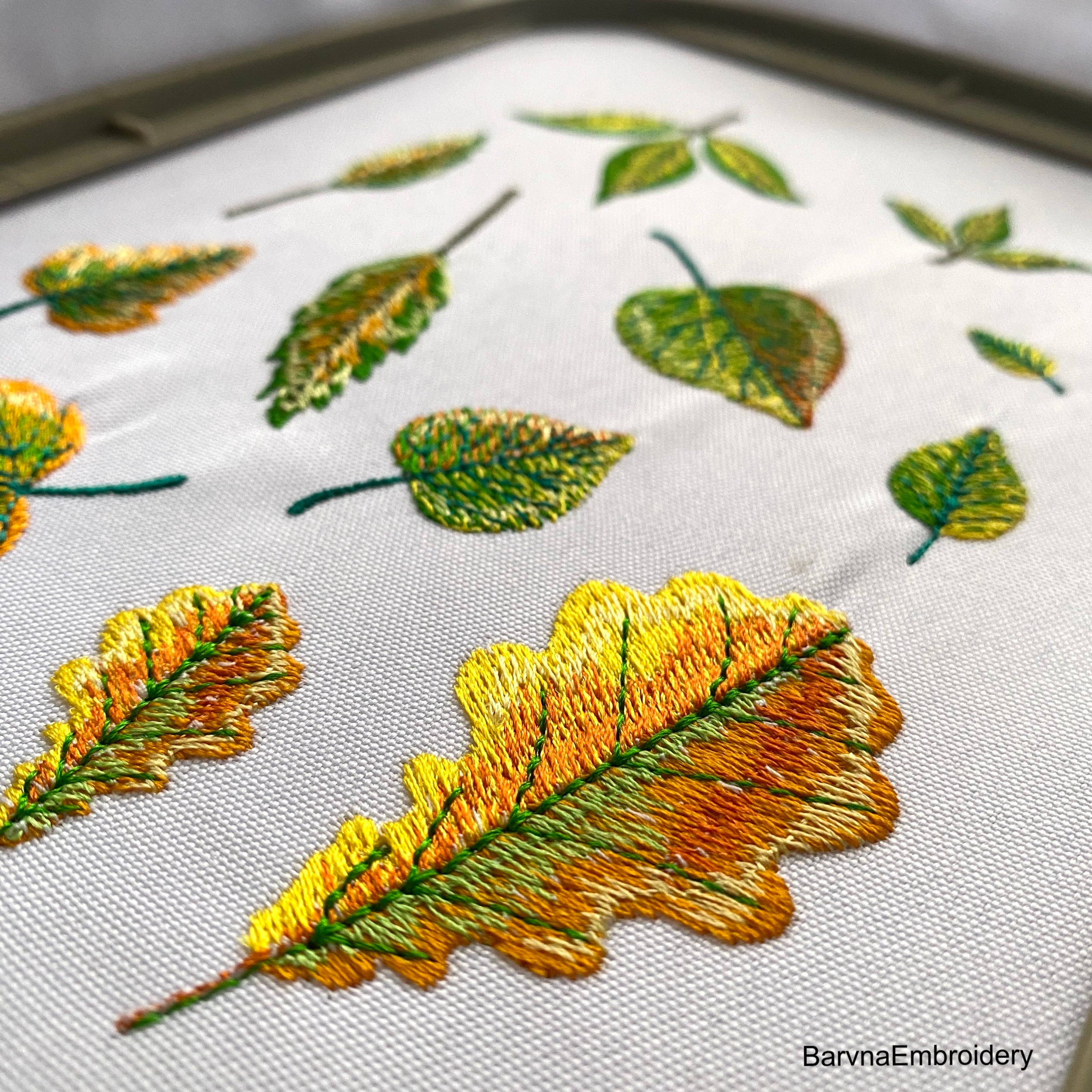 Fall embroidery designs, Small autumn leaves machine embroidery designs, 6 designs 6 sizes each, Instant download