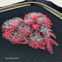 Flower Heart Machine embroidery designs, Love embroidery designs for machine, Valentines embroidery design, Instant download