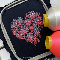 Flower Heart Machine embroidery designs, Love embroidery designs for machine, Valentines embroidery design, Instant download