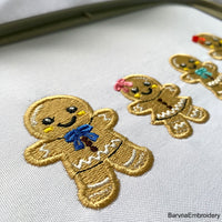 Gingerbread Family Machine Embroidery design, + Patch Gingerbread (Boy and Girl) Christmas embroidery designs.