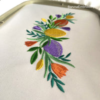 Floral Easter egg machine embroidery design file for kitchen towel borders and seasonal home decor