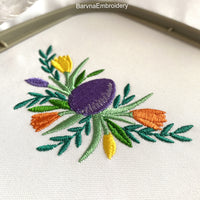 Decorative Easter eggs machine embroidery file for small towel accents and spring fabric projects
