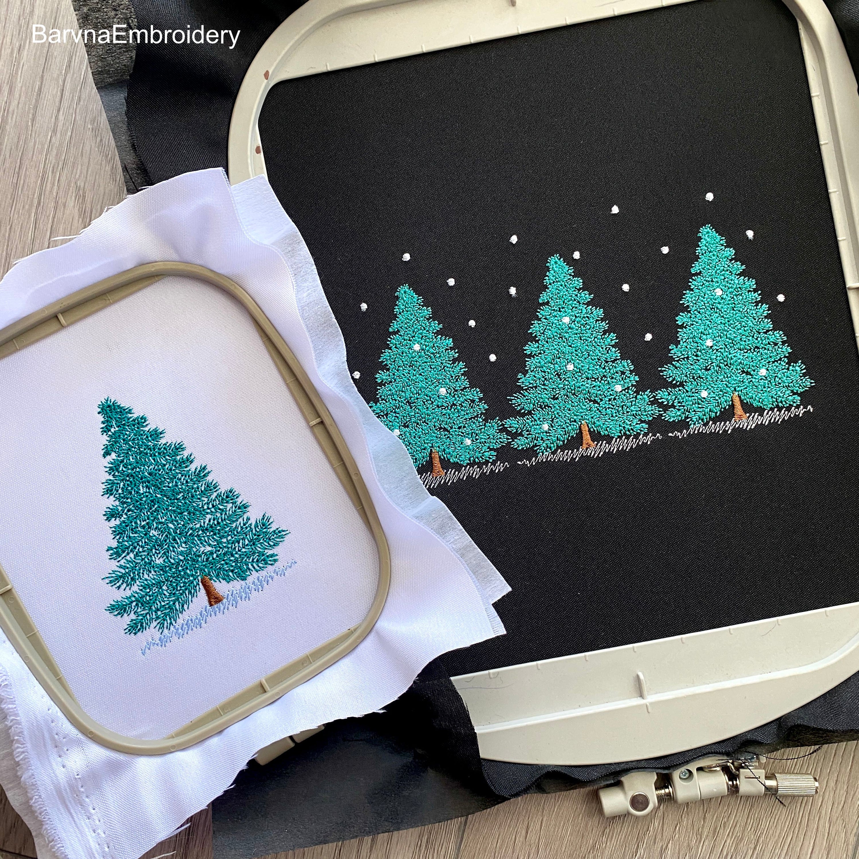 Christmas trees Machine Embroidery Design, Christmas embroidery files, Instant download