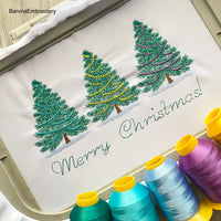 Christmas trees Machine Embroidery Design, Merry Christmas embroidery files, Instant download