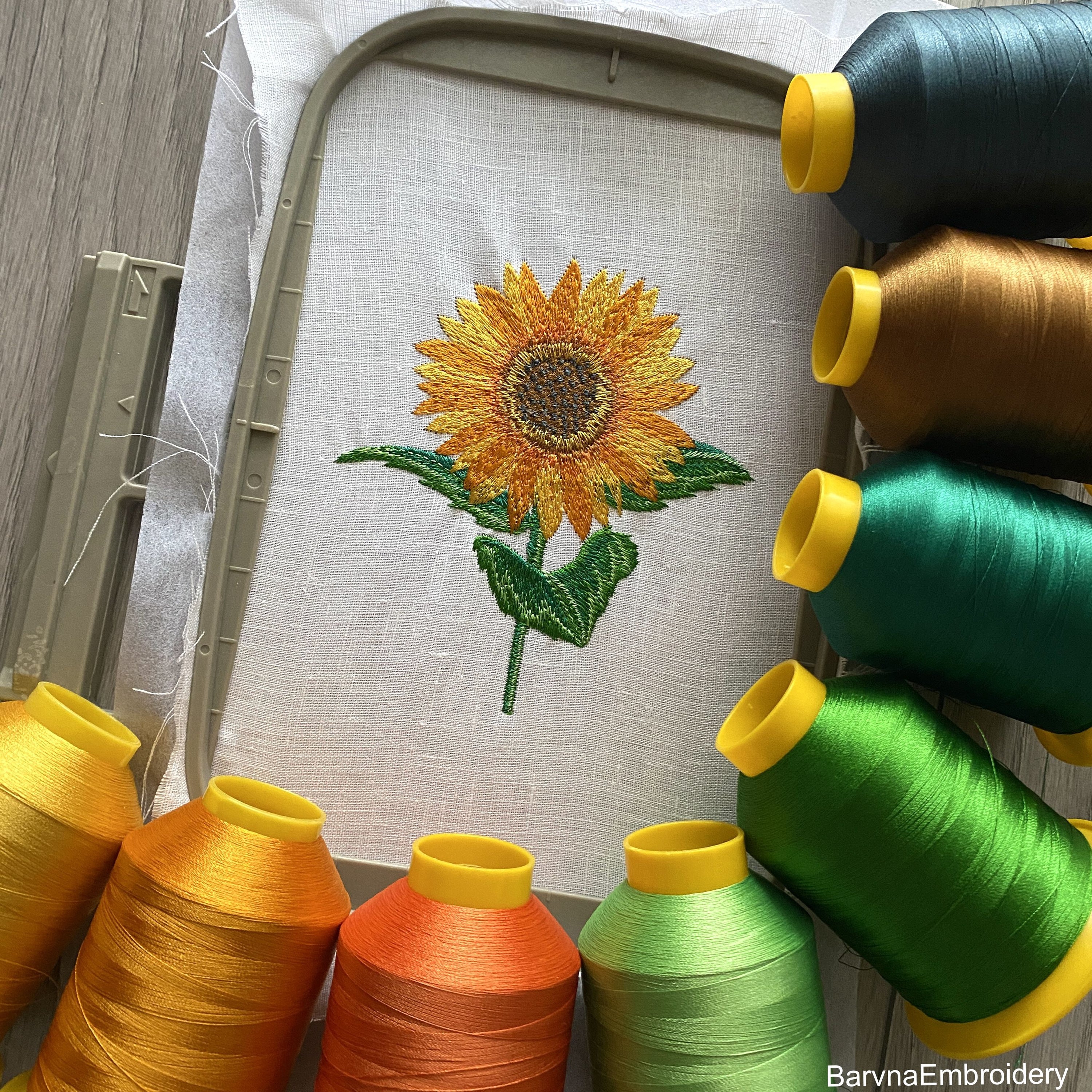 Sunflower embroidery design for machine, Flowers embroidery design, Instant download