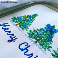 Christmas trees Machine Embroidery Design, Merry Christmas embroidery files, Instant download