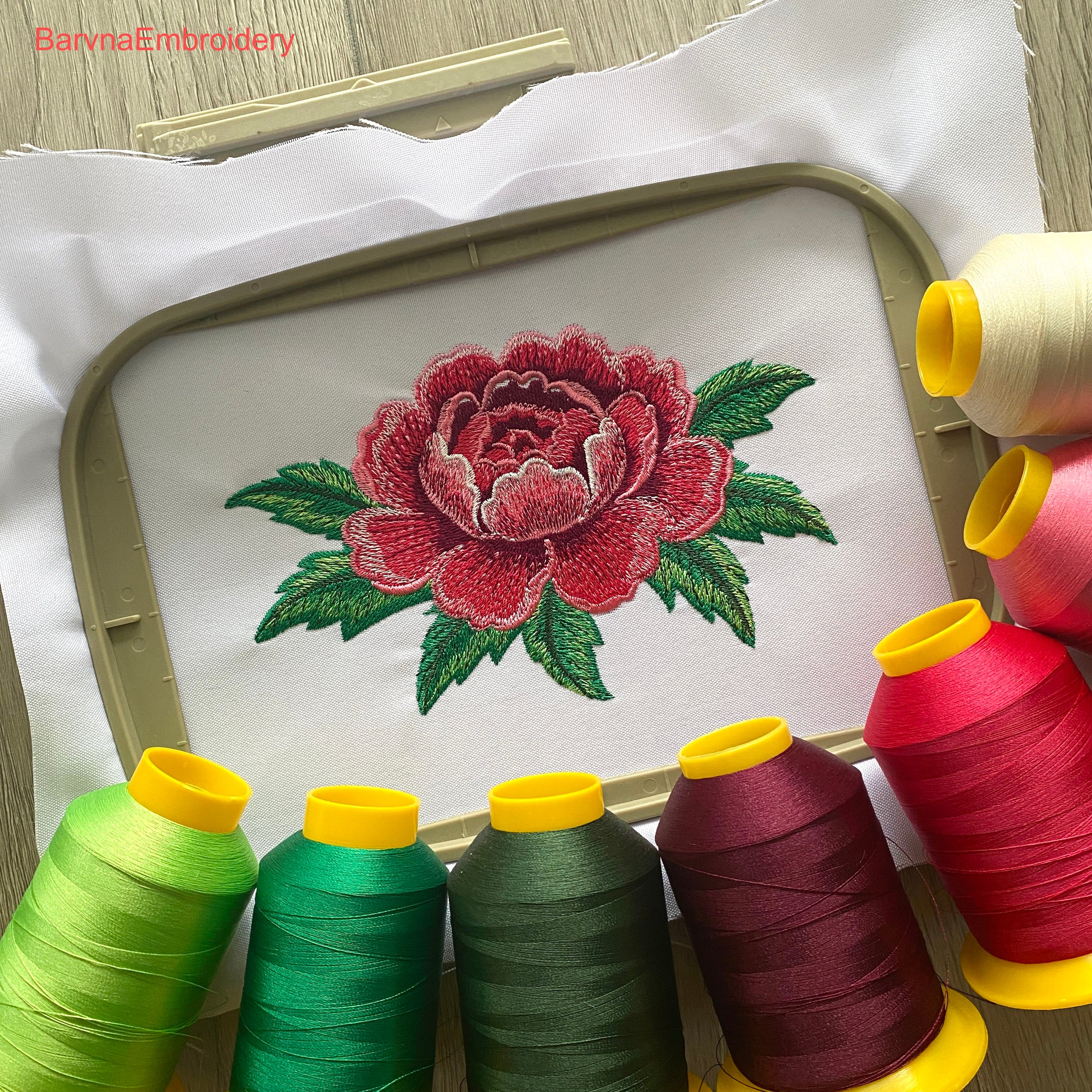 Peony Flower Embroidery Design – Floral Machine Embroidery File – Instant download