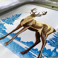 Winter landscape and Deer embroidery designs.