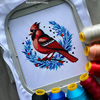 Cardinal Machine Embroidery designs, Red bird embroidery designs, Instant download