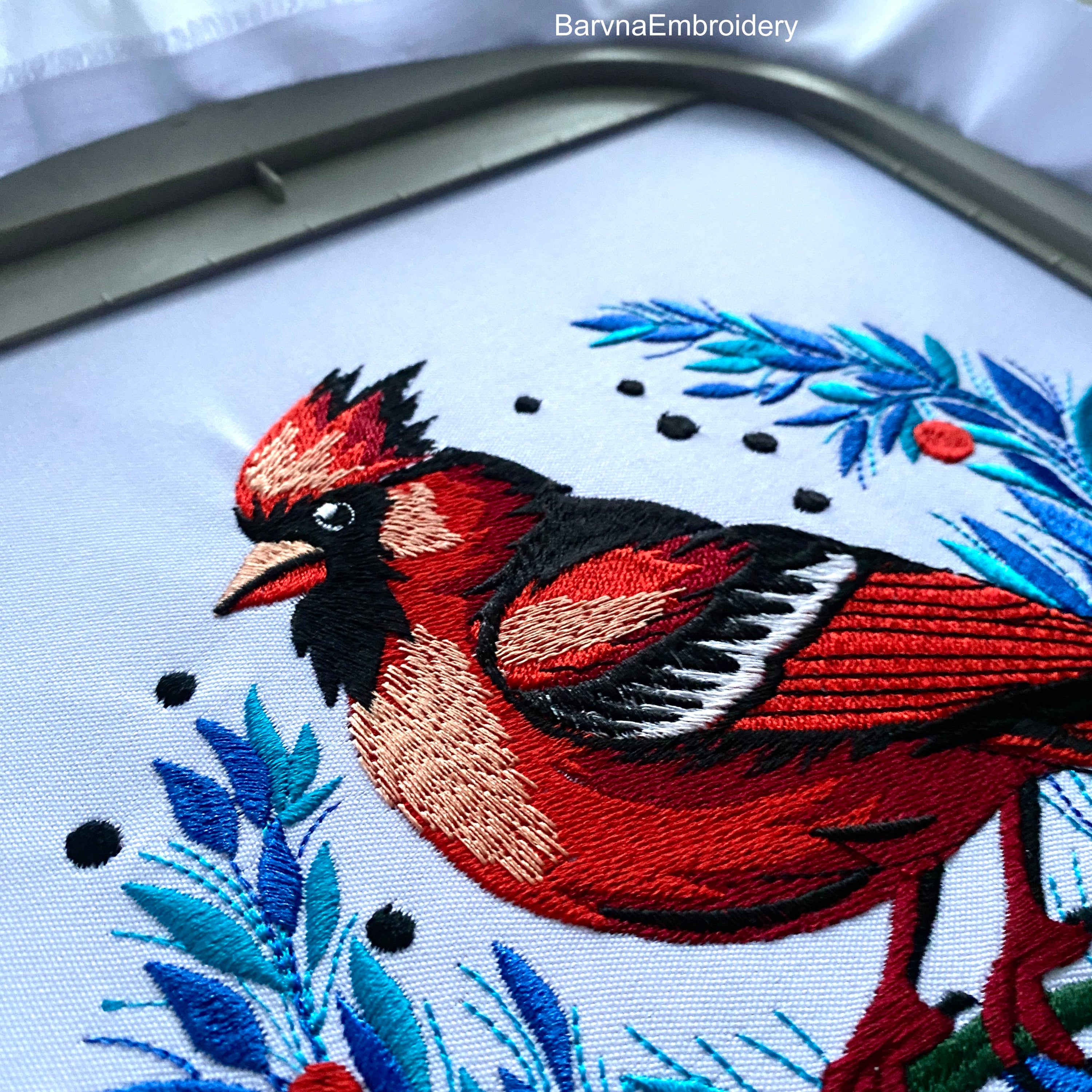 Cardinal Machine Embroidery designs, Red bird embroidery designs, Instant download