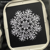 Detailed big snowflake embroidery design – single color machine embroidery file for winter and holiday projects.