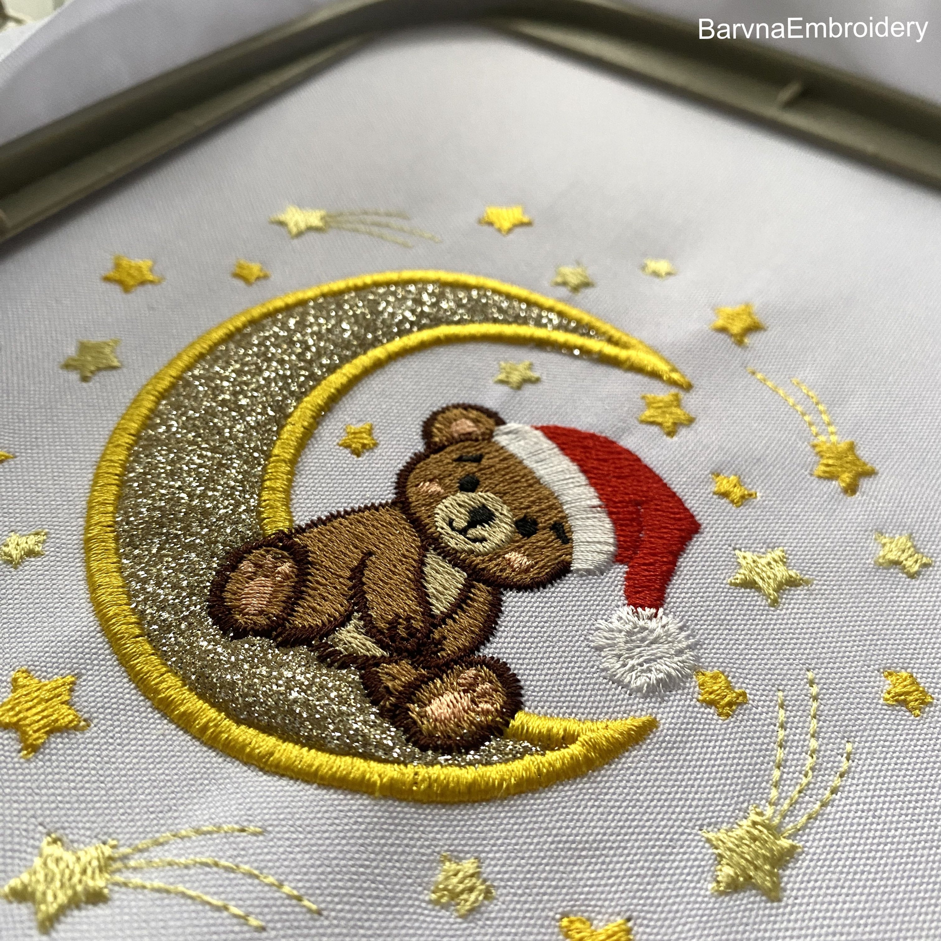 Christmas Bear Applique Embroidery Design for Kids