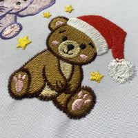 Mini Christmas Bear Machine Embroidery Designs in Santa Hat — perfect for kids, fits 4x4 hoop.