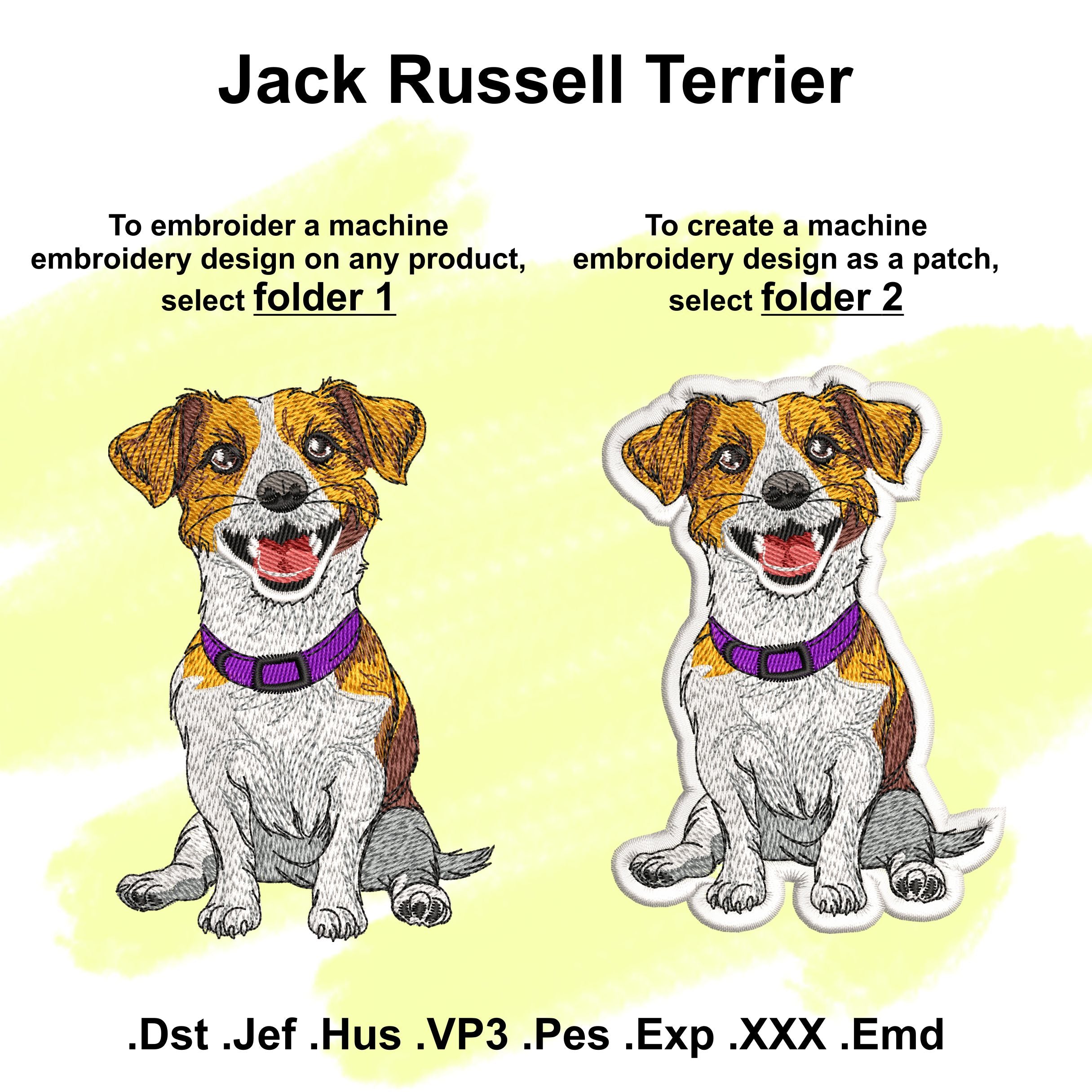 Jack Russell Terrier Embroidery Design for machine.