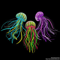 Machine embroidery designs Jellyfish. Ocean embroidery designs. 