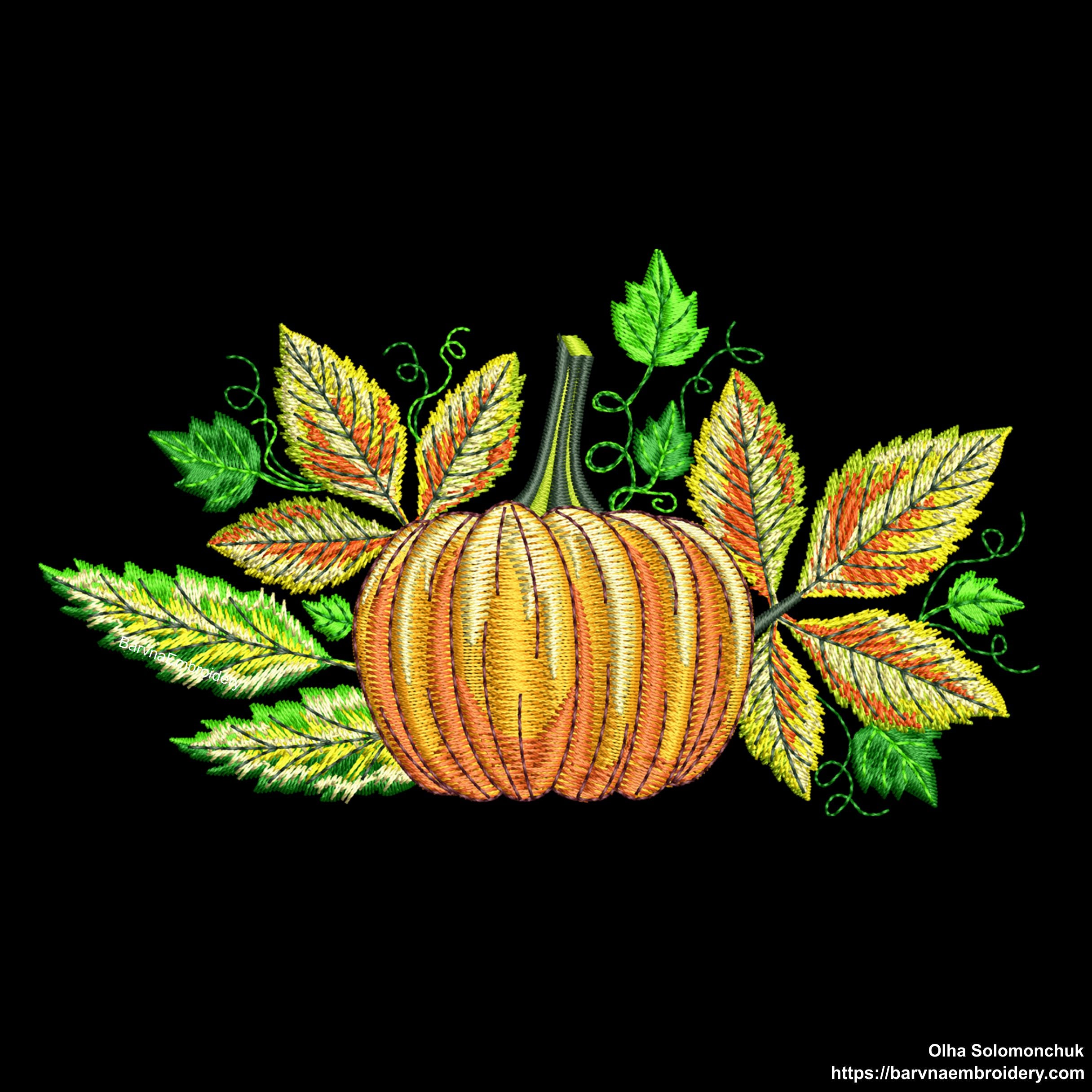 Autumn pumpkin embroidery designs. Fall embroidery designs.