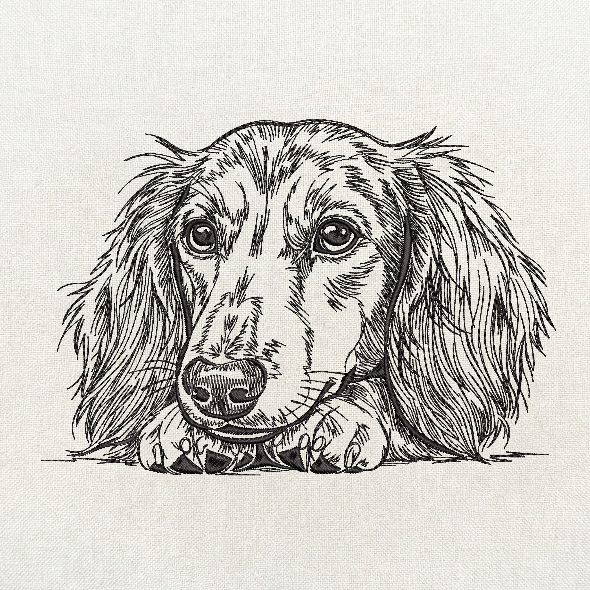Long Haired Dachshund Dog Embroidery Design