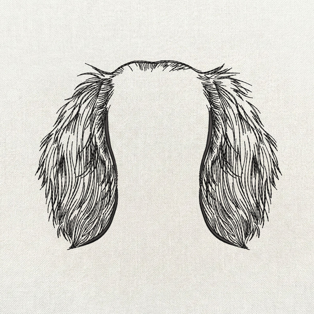 Long haired dachshund ears minimalist embroidery design file.