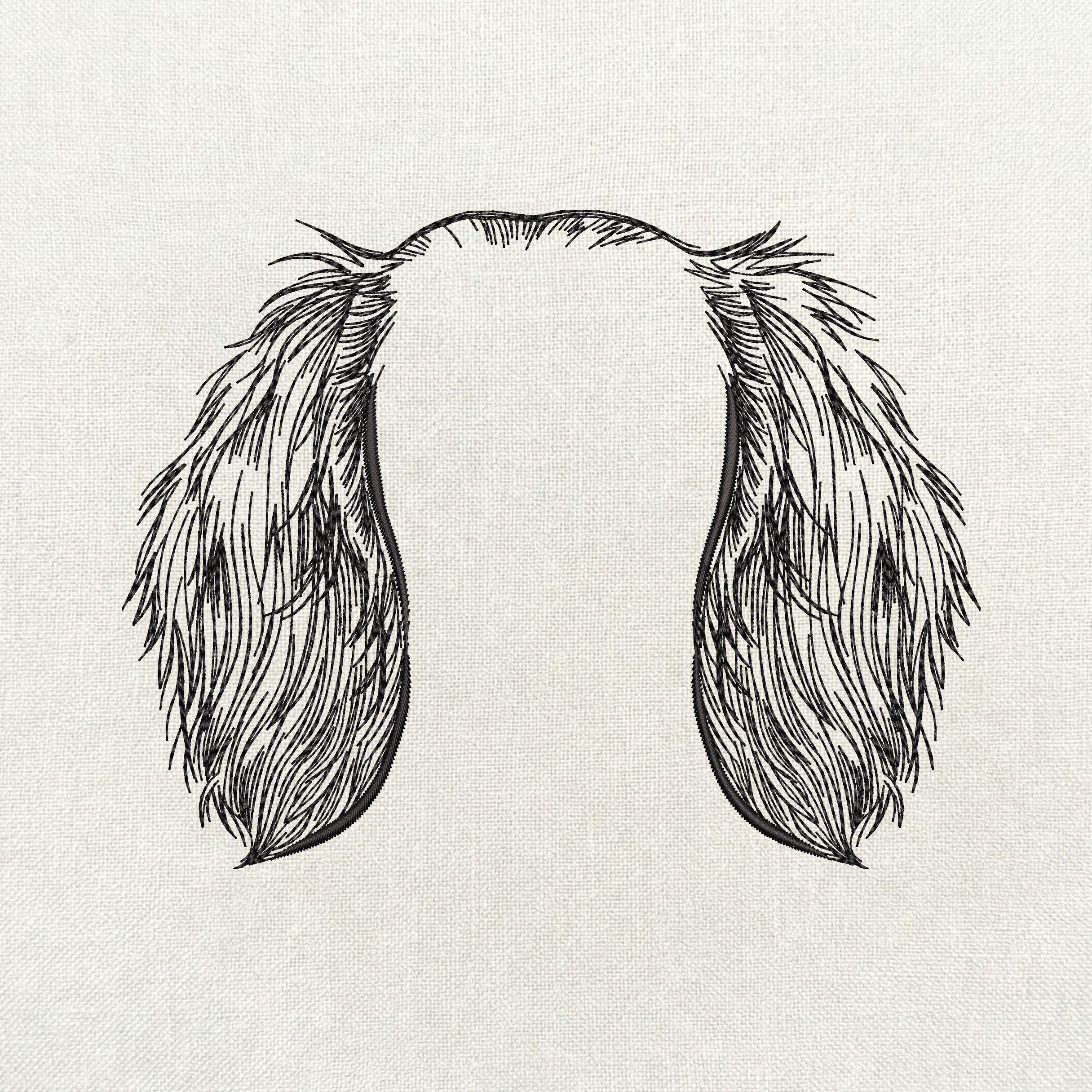 Long haired dachshund ears minimalist embroidery design file.