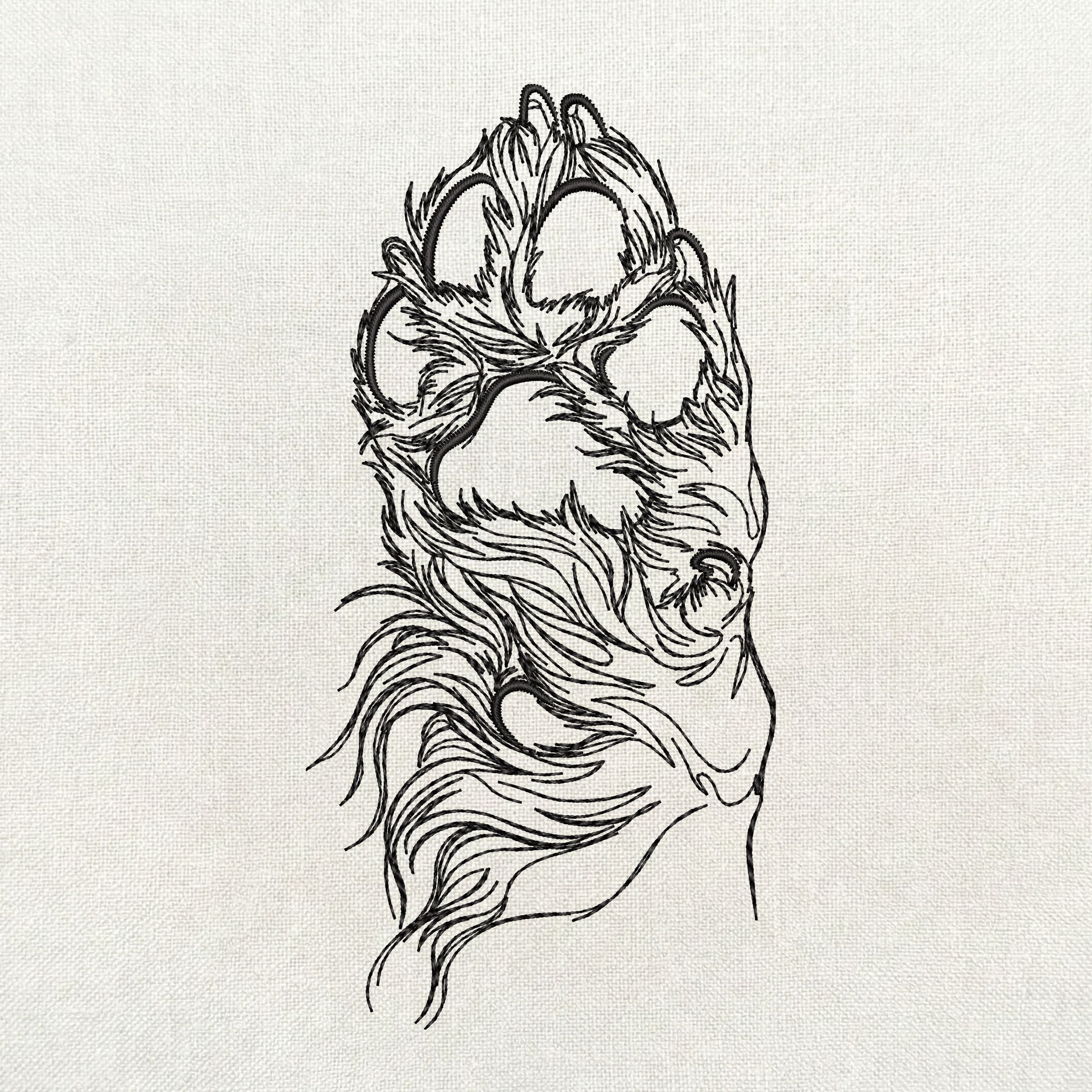 Long haired dachshund line art machine embroidery bundle with fourteen designs.