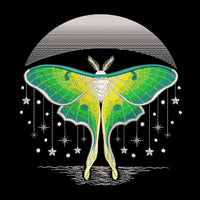 Four luna moth machine embroidery designs with celestial and decorative elements