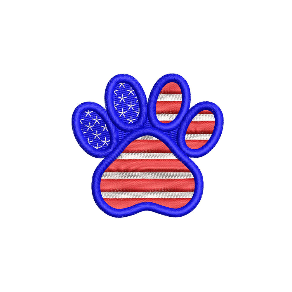 USA Flag Paw Embroidery Design, Patriotic Pet Embroidery file (Instant Download)