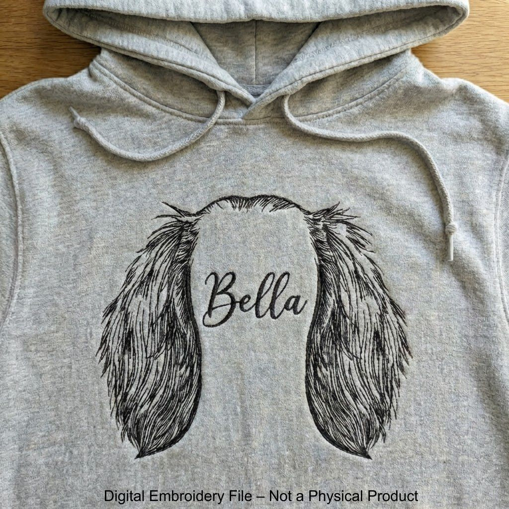 Long haired dachshund ears minimalist embroidery design file.