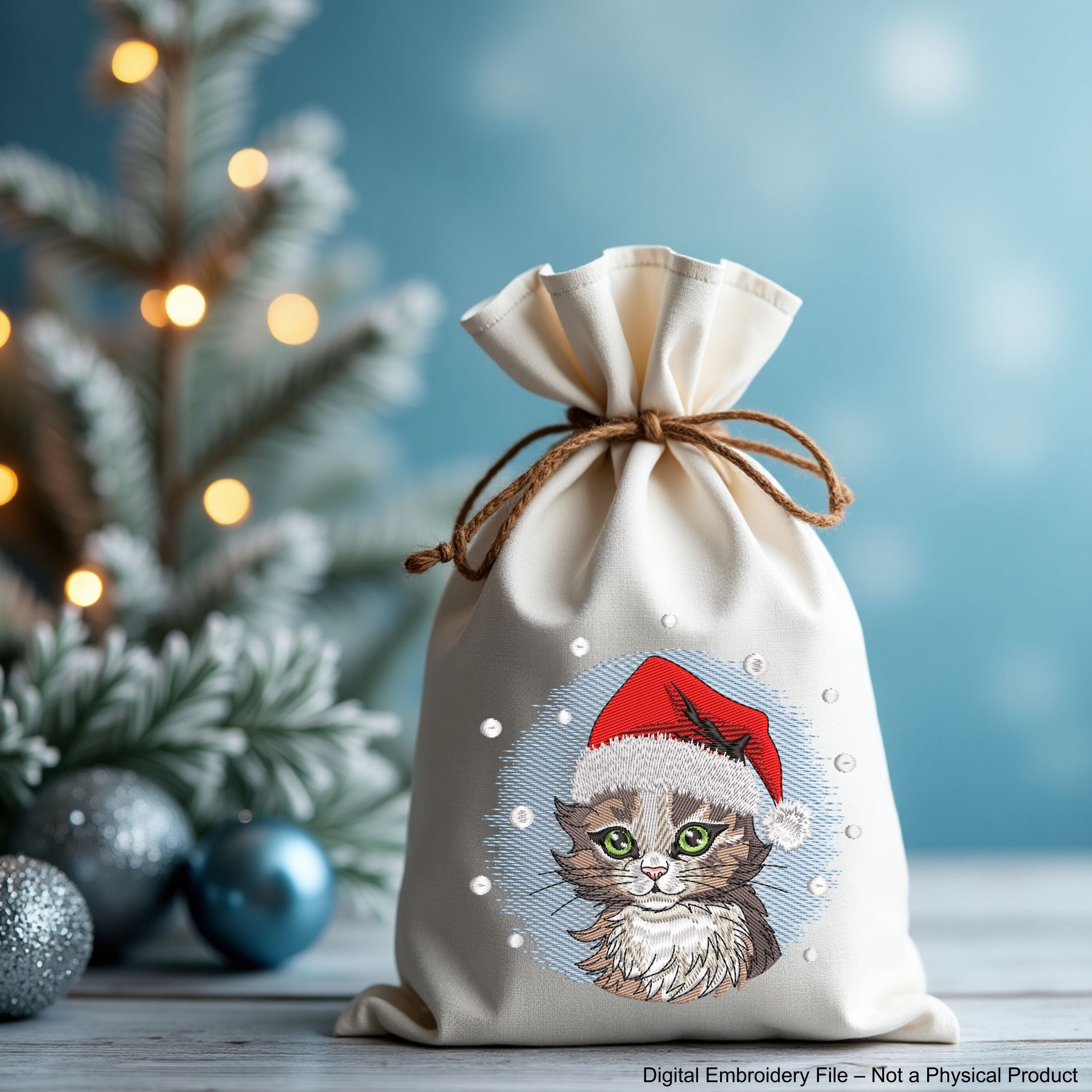 Christmas cat Machine embroidery designs, Christmas embroidery files, Instant download