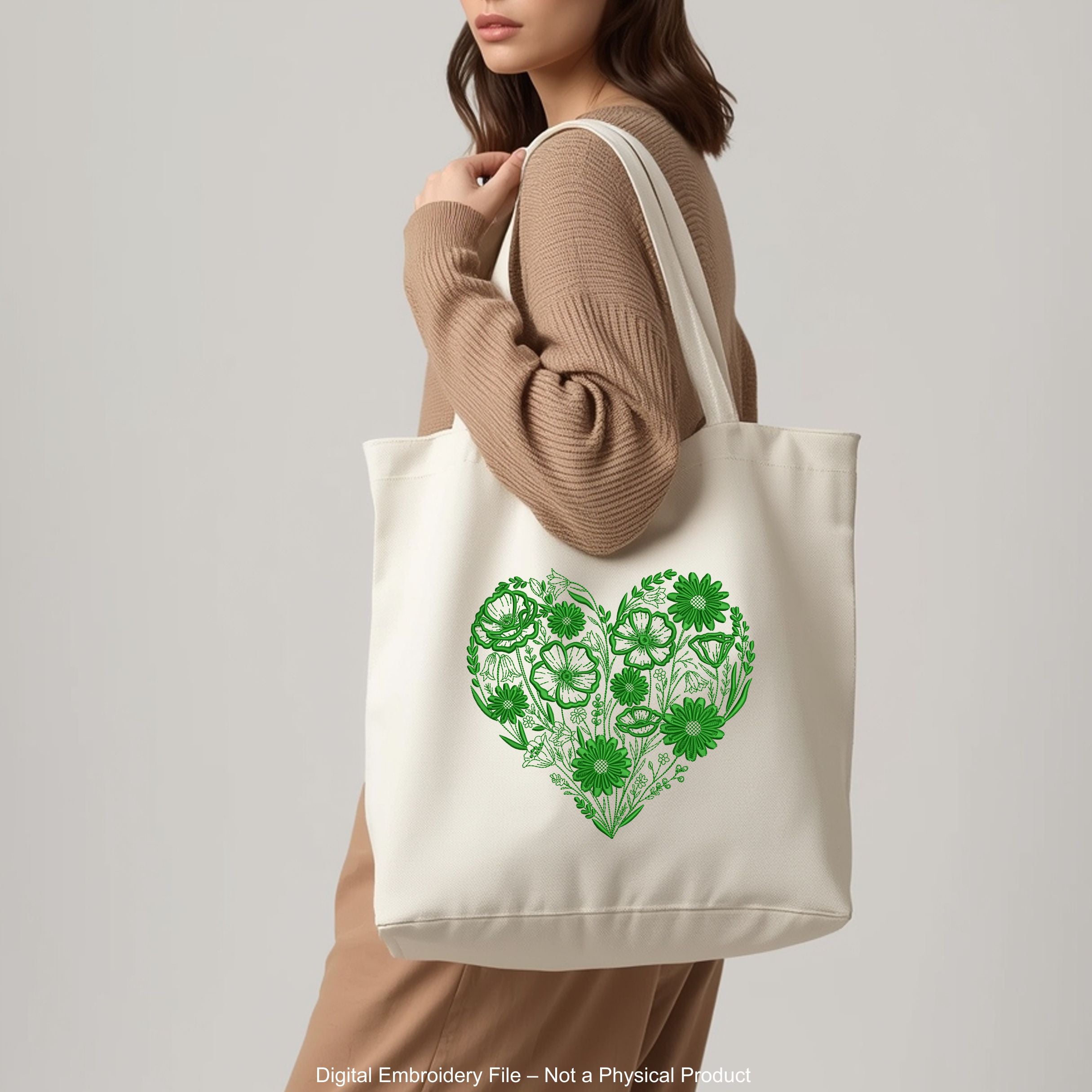 Wildflowers Heart Machine Embroidery Design, Floral Valentine Embroidery File (Instant Download)