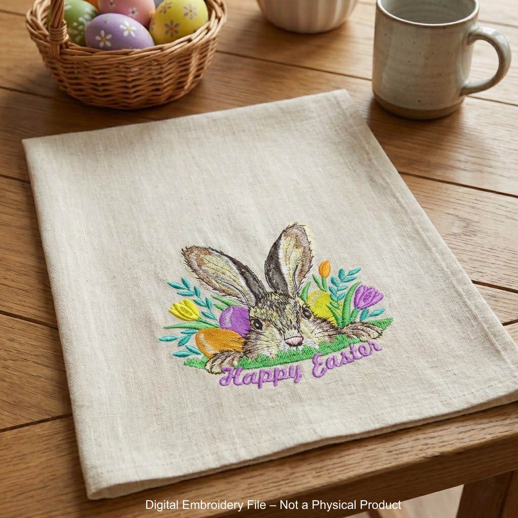 Easter Bunny Embroidery Design, Embroidery Files for Machine, Spring Pattern (Instant Download)
