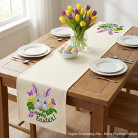 Easter bunny machine embroidery design with spring elements, cute rabbit embroidery with holiday theme