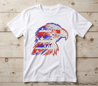Patriotic machine embroidery design set with eagle and USA lettering in red white and blue colors