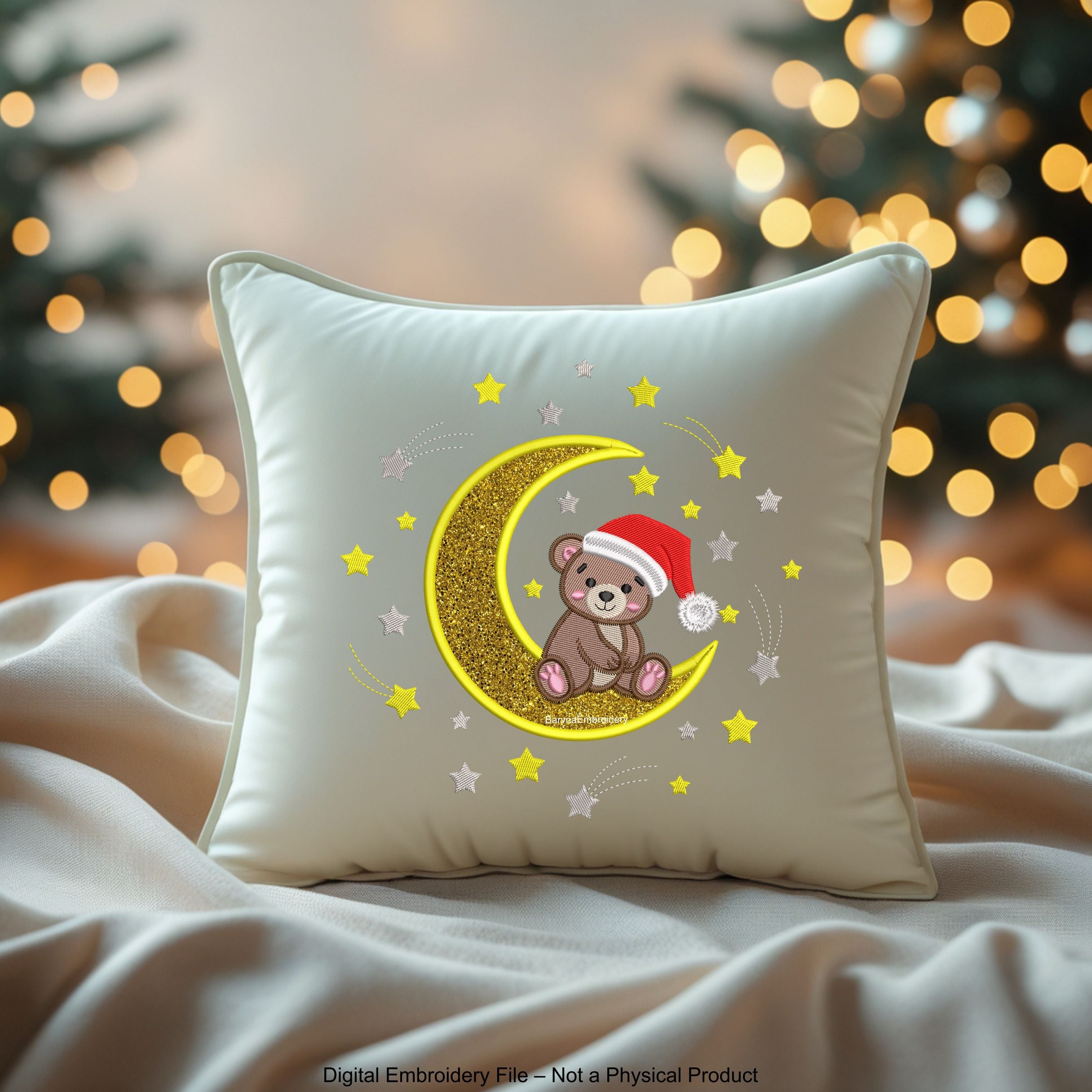 Christmas Bear Applique Embroidery Design for Kids