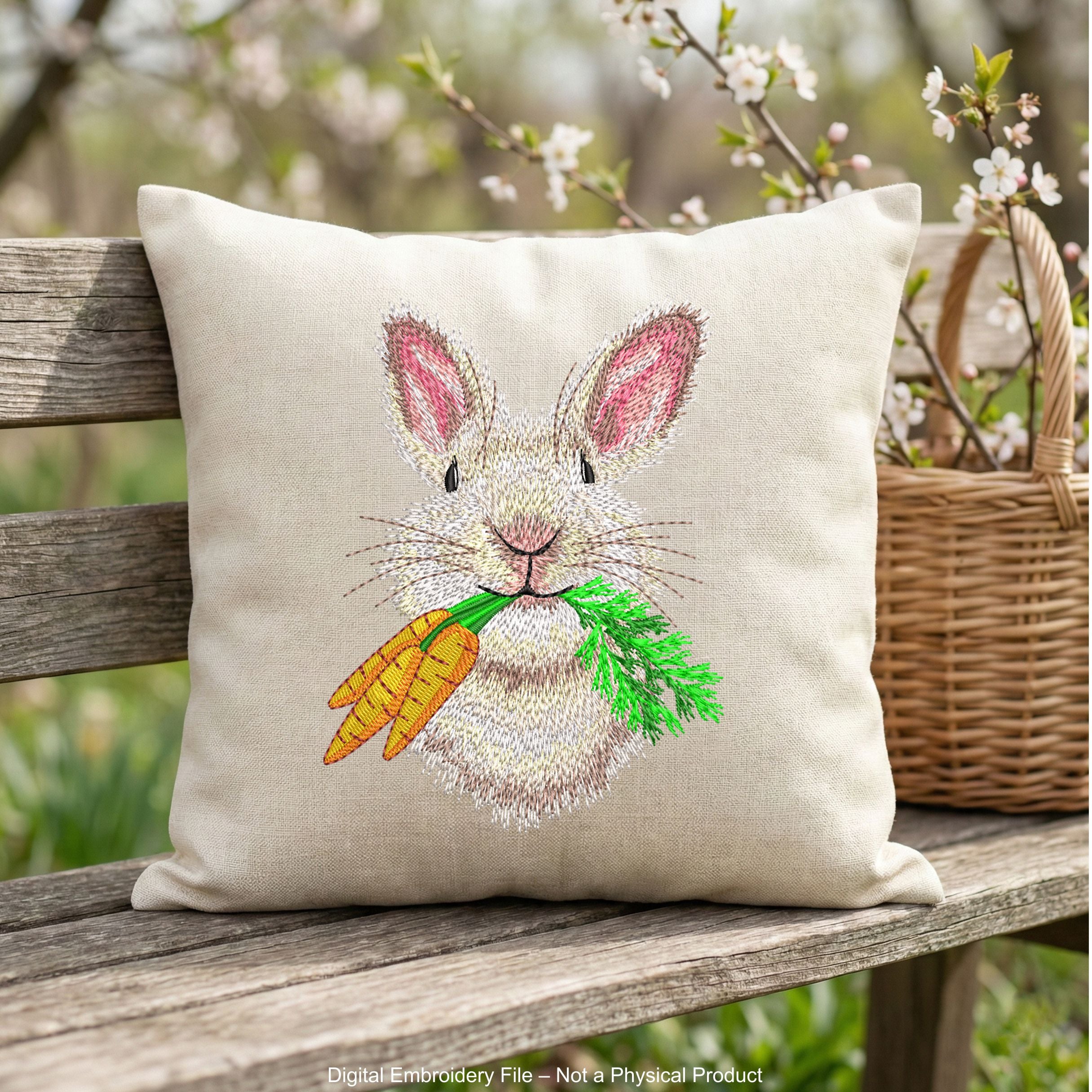 Bunny Machine embroidery designs, Bunny with a carrots embroidery files, Instant download