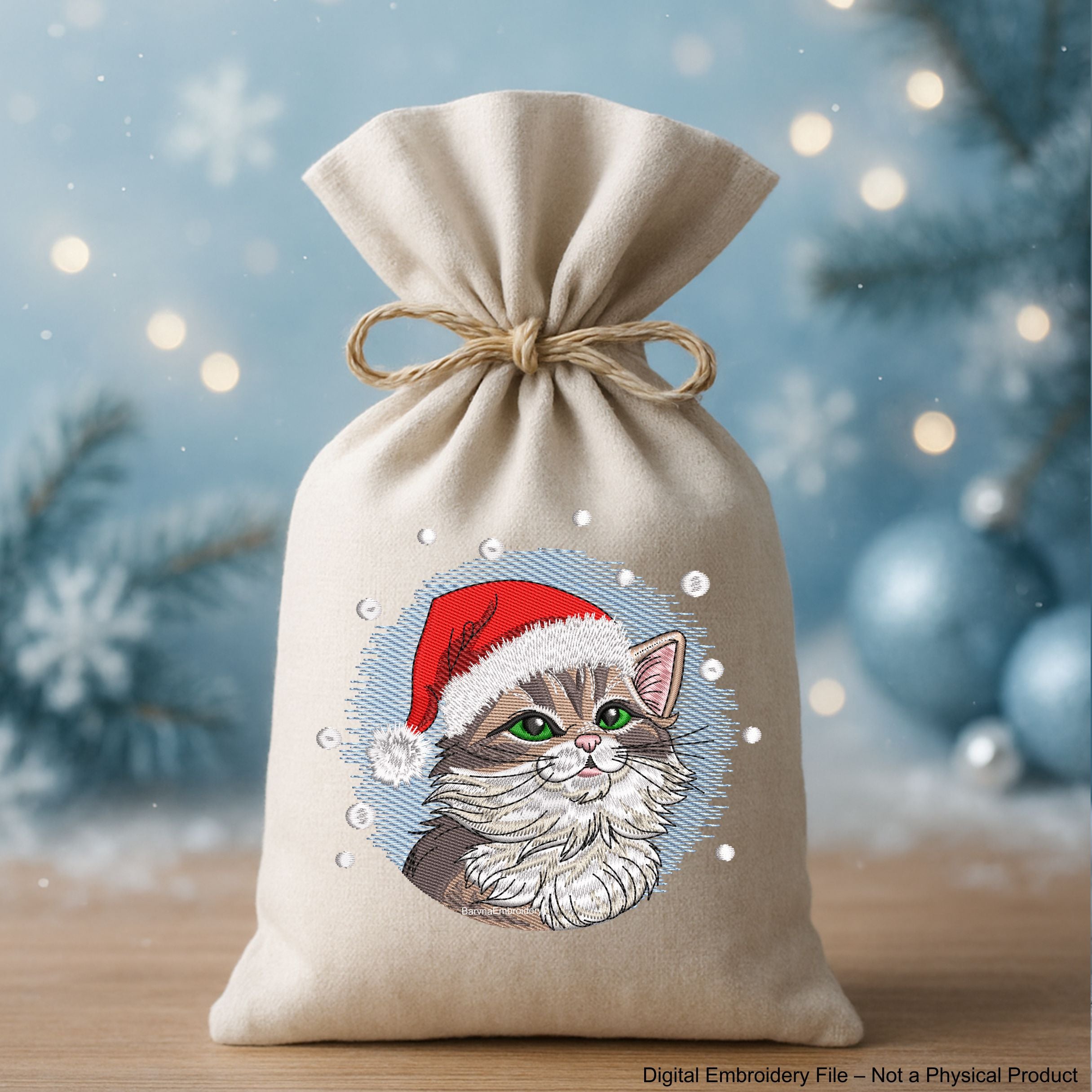 Christmas Cat Machine embroidery designs, Christmas embroidery files, Instant download