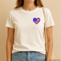 Machine embroidery design of the USA flag in the shape of a heart, perfect for patriotic projects.