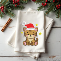 Mini Christmas Tiger Machine Embroidery Designs in Santa Hat — perfect for kids, fits 4x4 hoop.