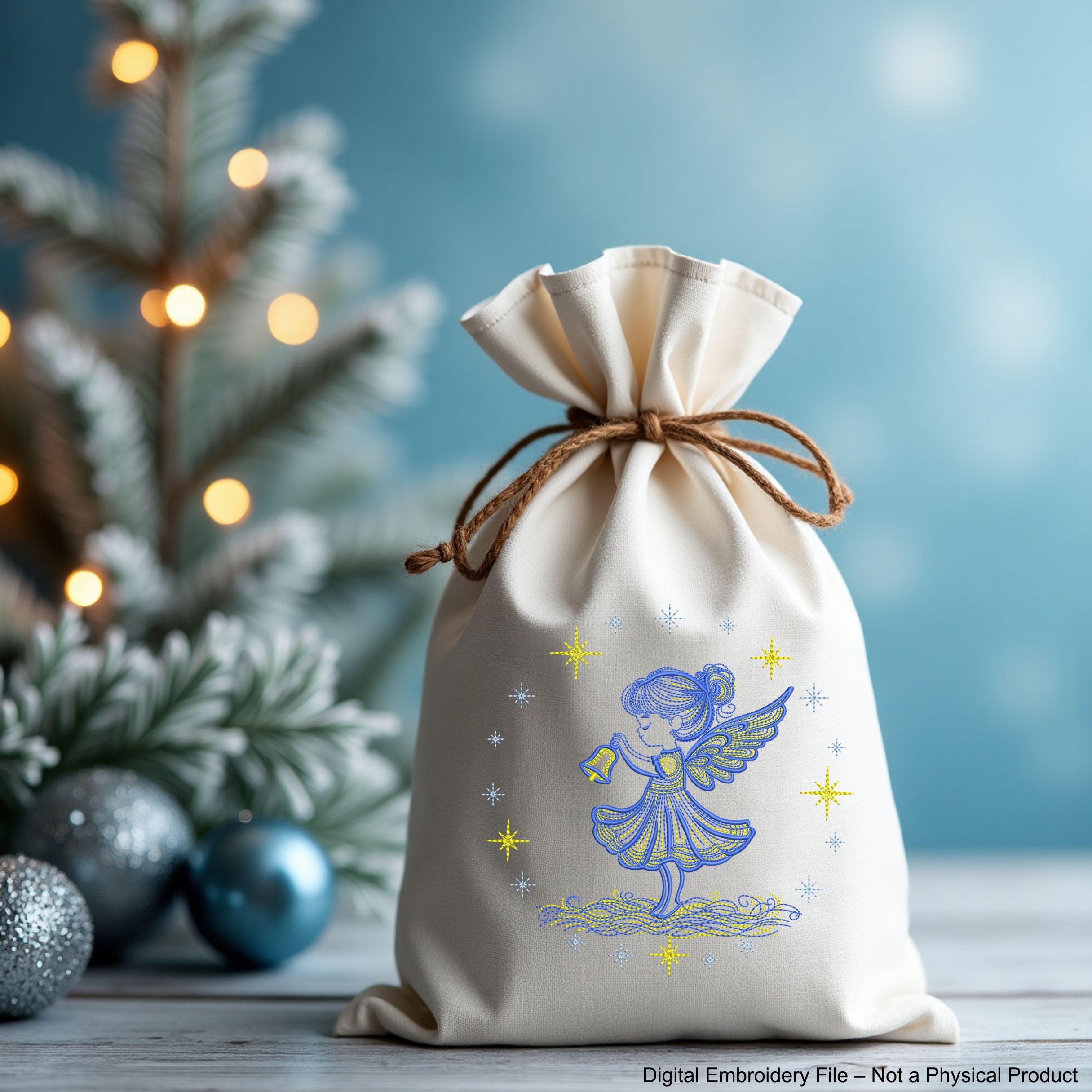 Set of 4 Christmas Angel Girl Embroidery Designs