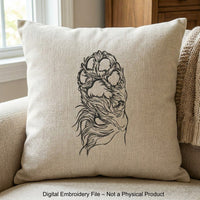 Long haired dachshund paw detailed embroidery design file.