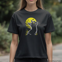 Spooky Halloween embroidery design with cat silhouette, moon, and bats – perfect for stitching on dark fabric.