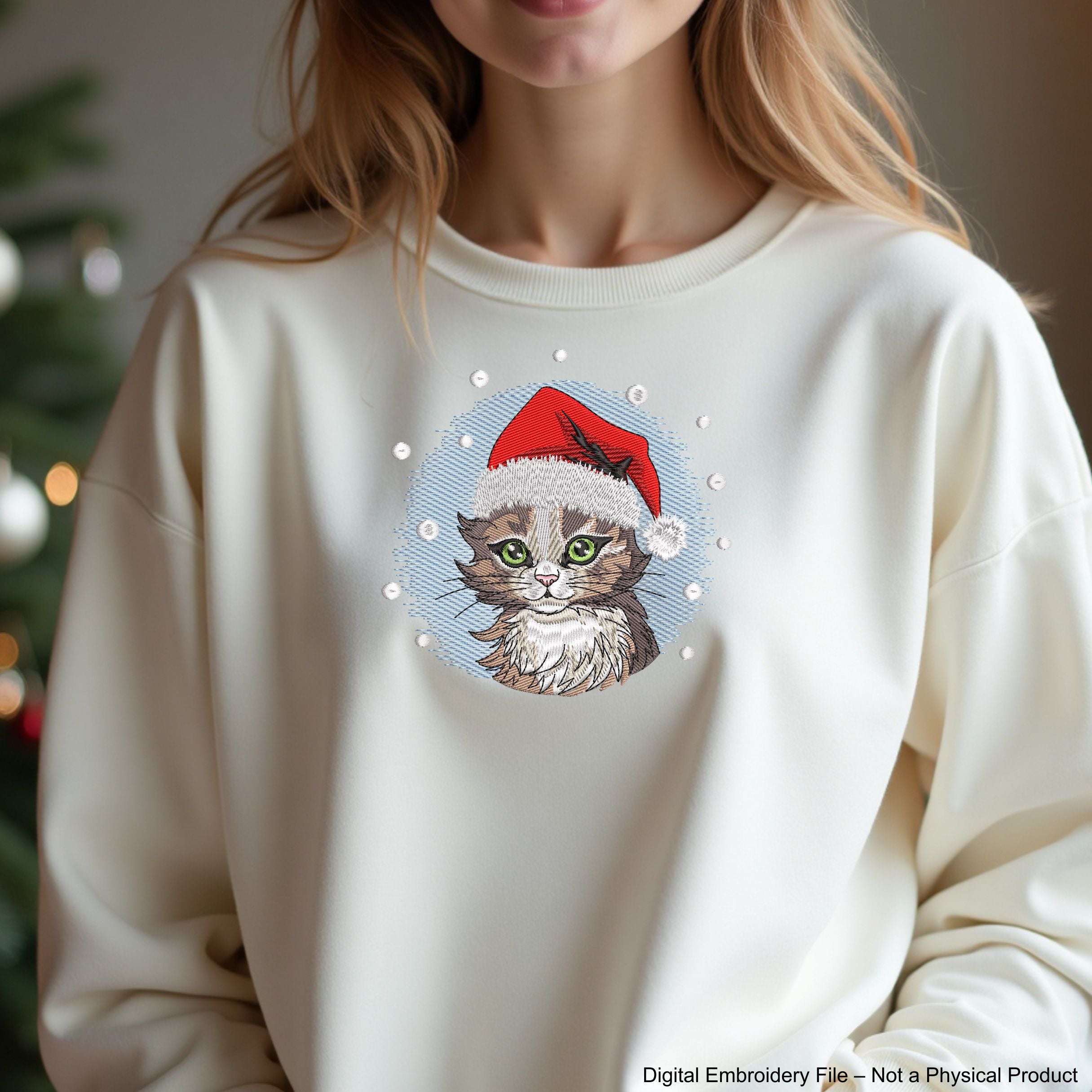 Christmas cat Machine embroidery designs, Christmas embroidery files, Instant download