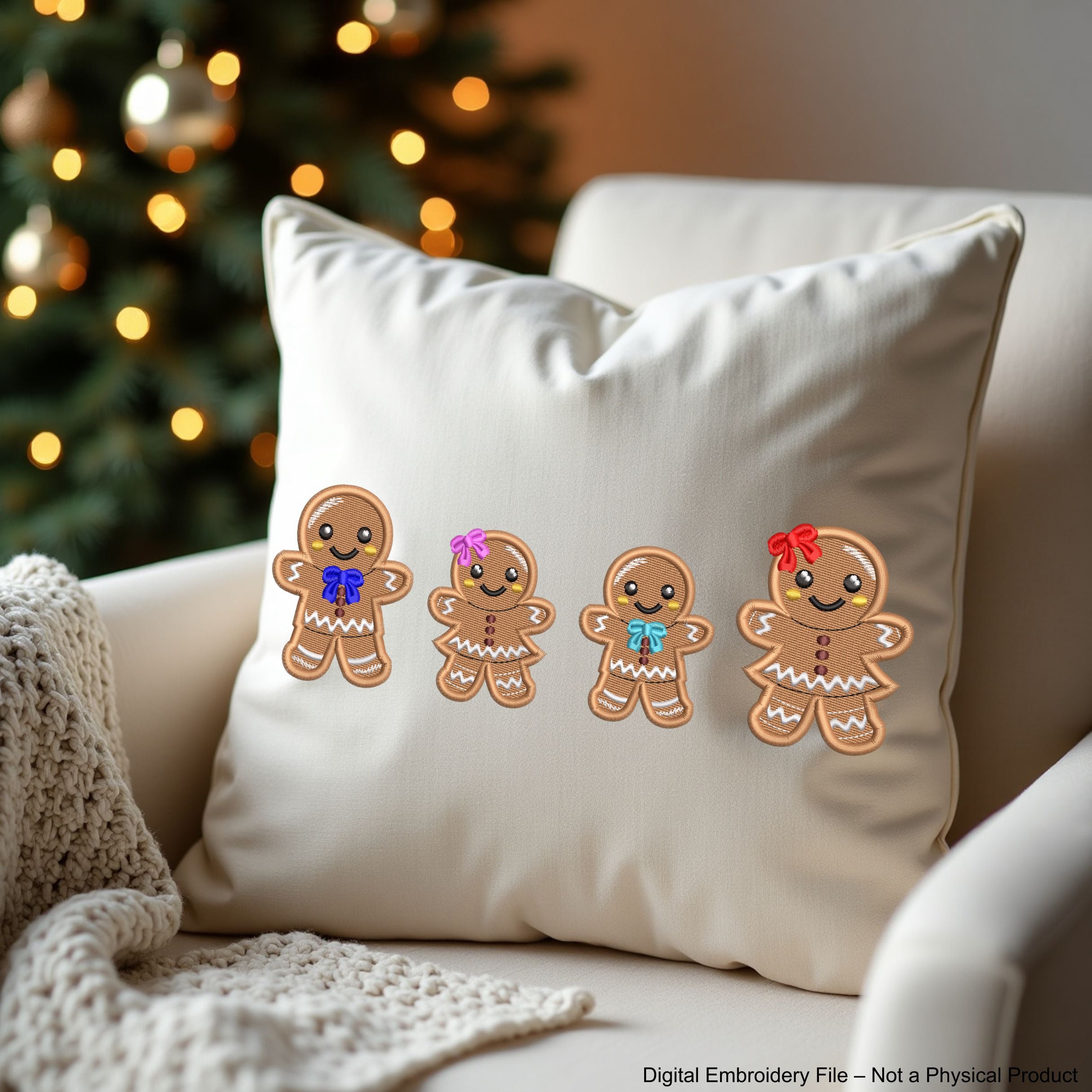 Christmas Gingerbread Family Stickmotiv für Maschine.