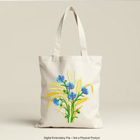 Floral embroidery design with wheat and cornflowers – one-color machine embroidery file perfect for summer, rustic, and nature-themed projects.