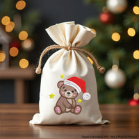 Mini Christmas Bear Machine Embroidery Designs in Santa Hat — perfect for kids, fits 4x4 hoop.