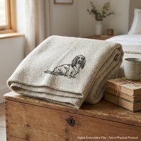 Long haired dachshund classic sitting pose machine embroidery file.