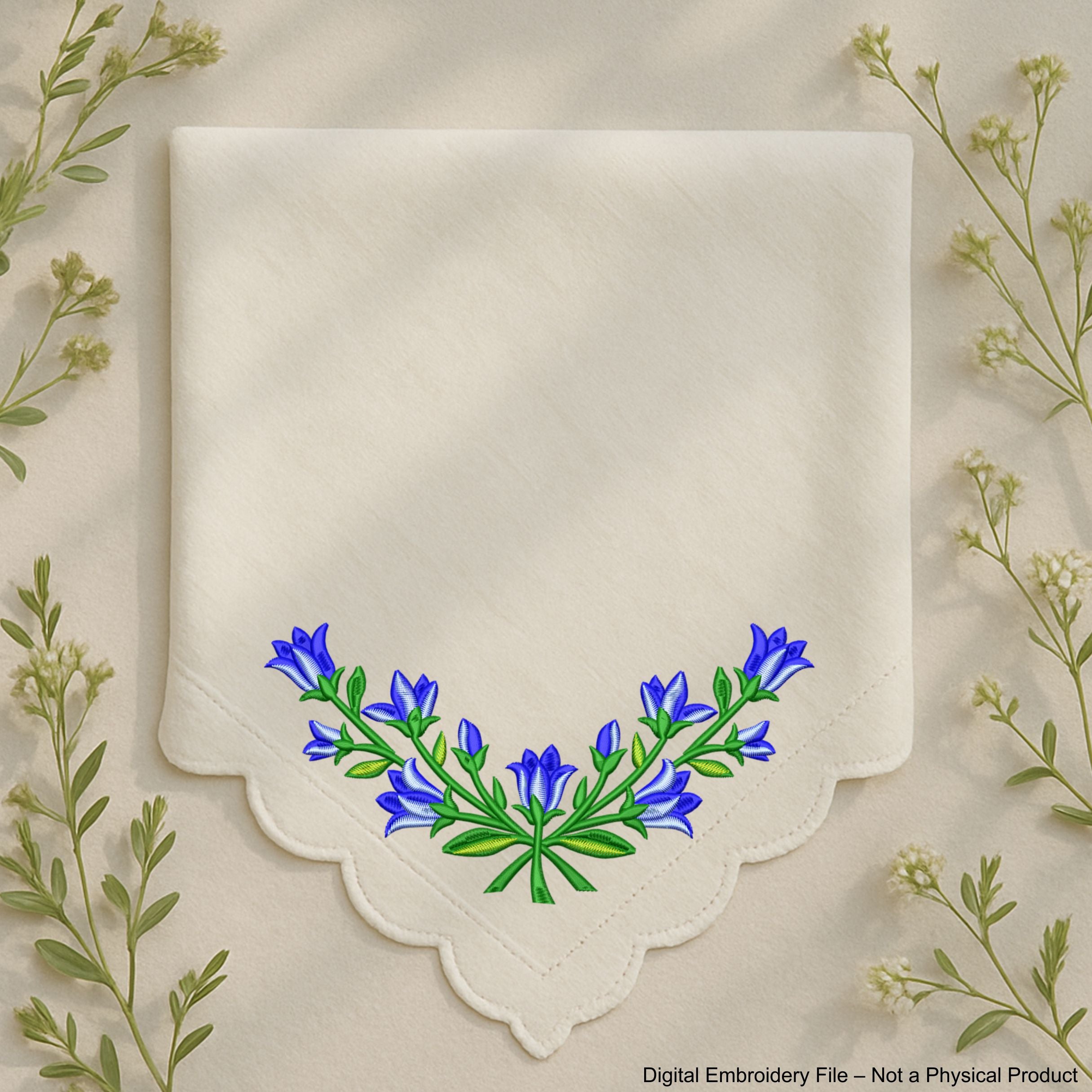 Bellflower Corner Machine Embroidery Design
