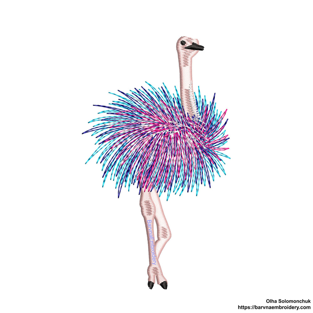 Ostrich bird Machine Embroidery Designs, Instant download