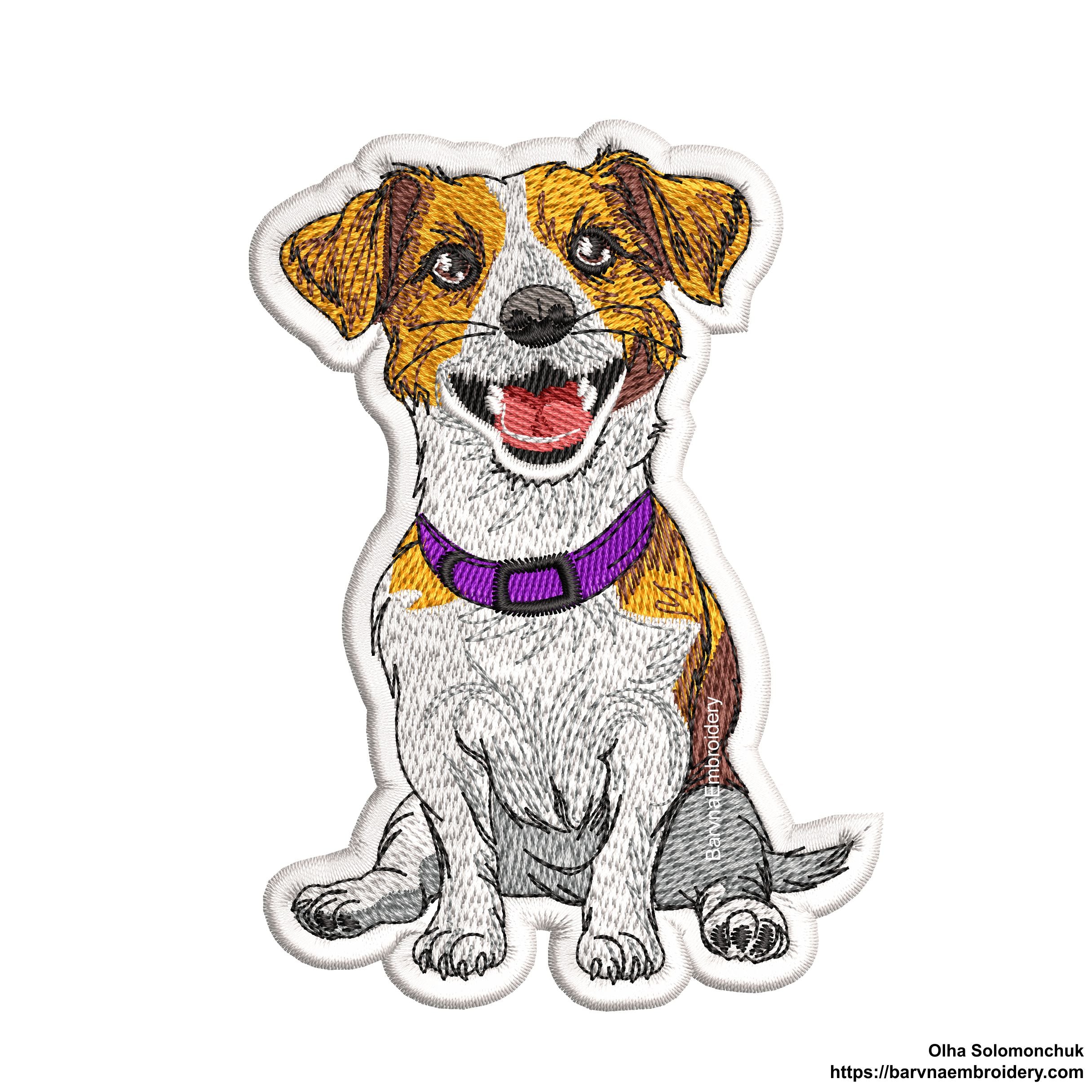 Jack Russell Terrier Embroidery Design for machine, Dog embroidery designs, Patch machine embroidery design, Pets embroidery files, Instant download